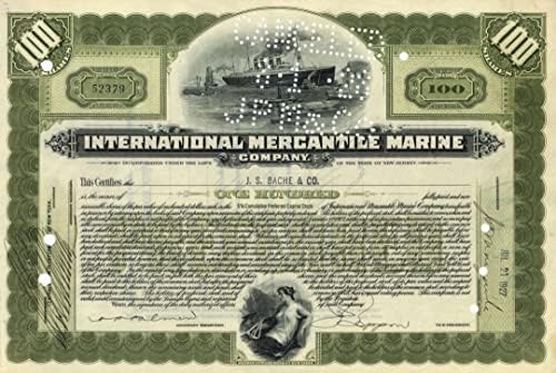 International Mercantile Marine Co. - Сертификат по морско състав - Построен Титаник