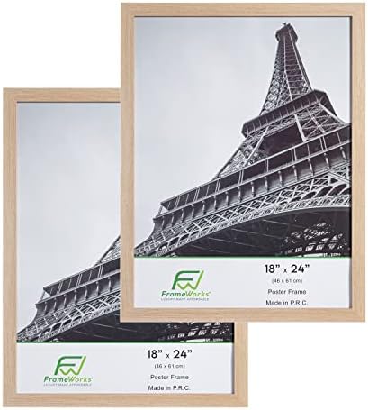 Рамка 18 x 24 2-опаковка Дървена рамка за плакат от естествен Дъб с класически ръбове