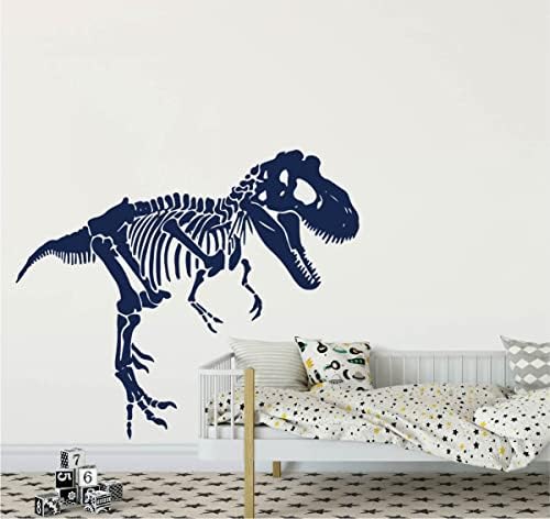 Голям Скелет Тираннозавра Етикети Животно Динозавър Vinyl Стикер на Стената за Детска Стая Декор Спални Винил YT2923 (M-45x38cm, черен)