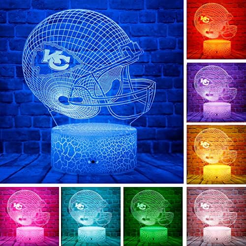 Карикатура Лидерите на Футболен Каска Аниме Фигура 3D Оптична Илюзия LED Декор за Спалня Настолна Лампа с Дистанционно