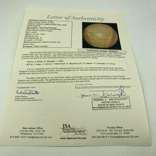 Екипът на All Star Game 1946 Подписа договор с Стэном Музиалом от Националната лига бейзбол JSA COA - Бейзболни топки с автографи