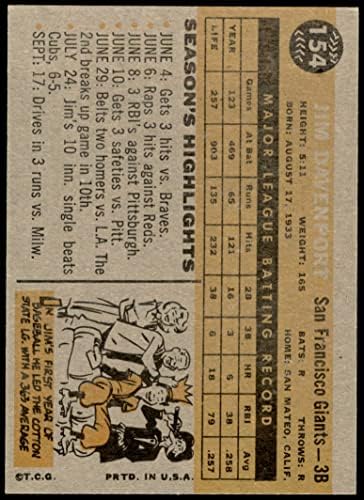 1960 Topps 154 Джим Дейвънпорт Сан Франциско Джайентс (Бейзболна картичка) EX/MT Джайънтс