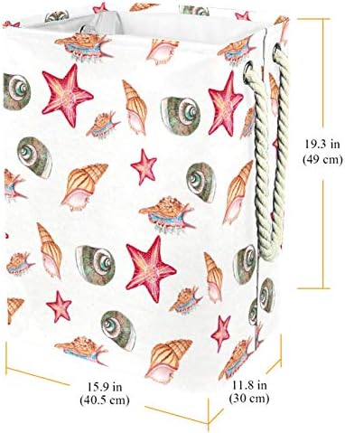 Кошница за дрехи с Акварельным шарките на морски миди и морски звезди, Сгъваема Кошница за съхранение на бельо