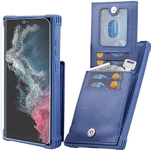 Чанта-портфейл Galaxy S22 Ultra 5G, кожен калъф-книжка с магнитна закопчалка VANAVAGY, устойчив на удари калъф