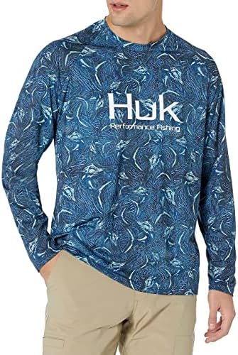 Мъжка риза за риболов с дълъг ръкав HUK Pattern Pursuit Performance