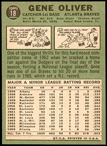 1967 Topps 18 Джин Оливър Атланта Брейвз (Бейзболна картичка) Ню Йорк/MT Braves