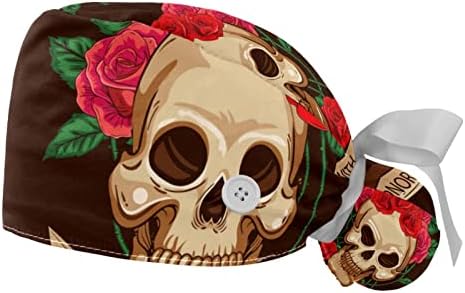 2 бр., Работна Шапка с Копчета и Тренировъчната лента, Мексиканския Ден на мъртвите, Шапка-Търкане с Цвете Захарен
