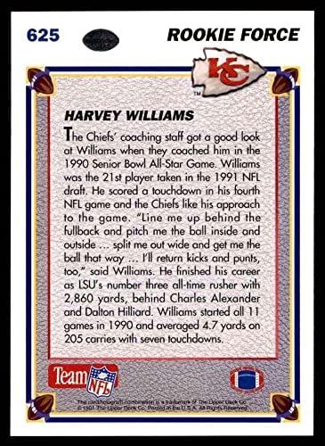 1991 Горната палуба 625 Харви Уилямс Kansas City Chiefs (Футболна карта) NM/MT Chiefs LSU