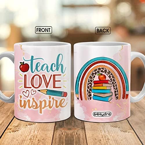 64HYDRO 11oz Учител Дъга Учи да Обичаме Вдъхновява Учители Подаръци Керамични Чашата за Кафе Пълноцветен Керамична