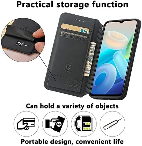 Чанта-портфейл Linzhou Oppo A16/A54S, флип-надолу Защитно покритие с Функция Магнитна Стойка, Кожен Калъф за