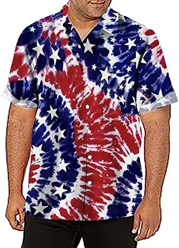 MIASHUI Мъжки Ризи с Рисунки на Мъжки Годишна Ежедневна Риза с Принтом на Американското Ден на Независимостта,