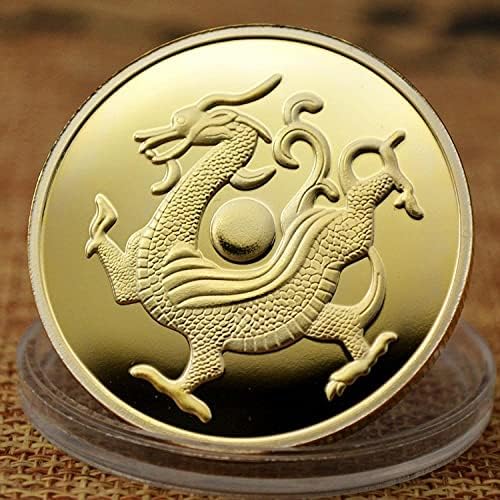 Любима монета Възпоменателна Монета Позлатен Древност Четири Големи Звяра Монета Повикване Син Дракон Щастливата