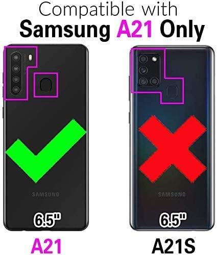 Asuwish е Съвместим с Samsung Galaxy А21 Калъф и покритие за мобилен Телефон Слот за картодържателя Поставка