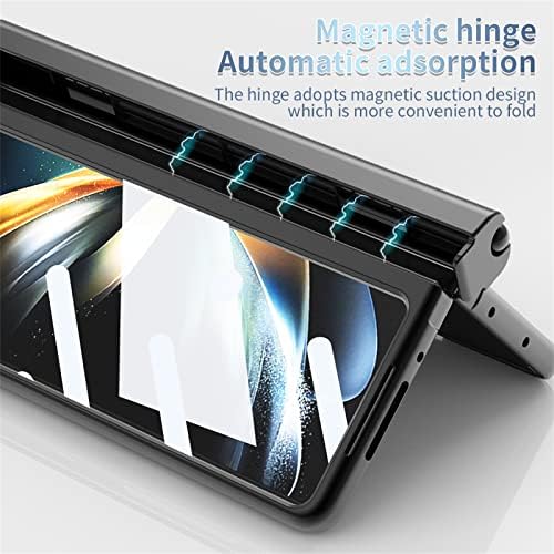 Калъф за Samsung Galaxy Z Fold 4, калъф-титуляр на S Pen на магнитното панта с поставка и замяна S Pen, който