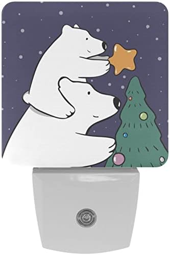 WALLDOR Бяла Мечка, Майка и дете, Украшающий Коледна Елха, лека нощ (snap), интелигентен Сензор от здрач до