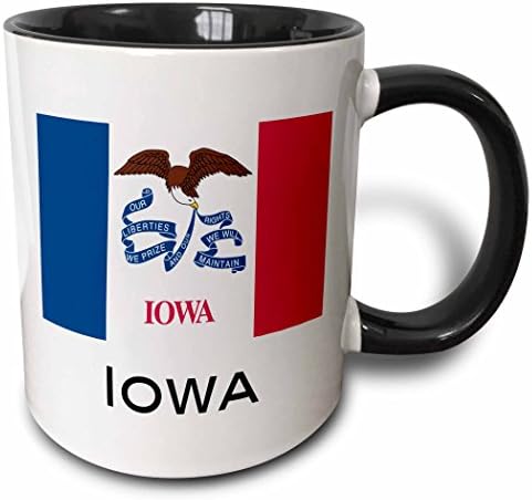 3dRose два цвята чаша с флага на щата Айова, 11 грама, Черно-бял