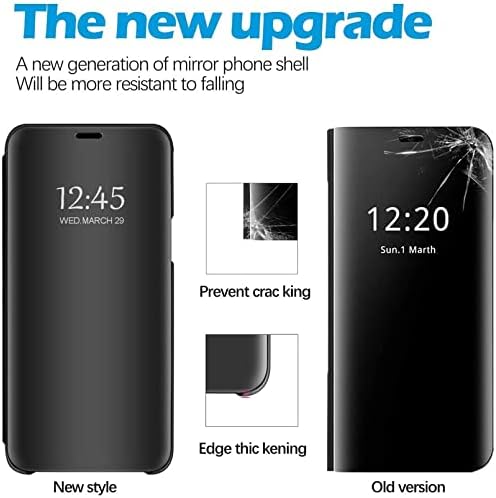 Кожен калъф Galaxy A54 5G, съвместим с Samsung Galaxy A54 5G, Тънък калъф за телефон, огледало за грим, флип-надолу