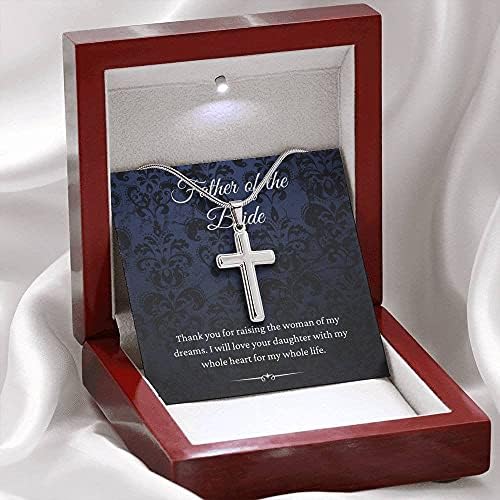 Персонализирана Бижутерия Подарък - Колие с Кръст, Подарък от Баща на Булката От Младоженеца Баща на Булката
