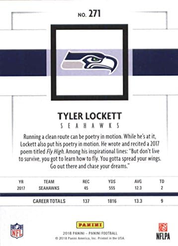 2018 Панини Футбол NFL #271 Тайлър Локетт Официалната търговска картичка Seattle Seahawks