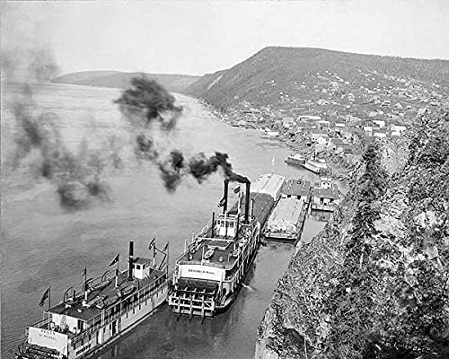 Речни съда по река Юкон в Аляска, в Началото на 1900-те години, печат на снимки от галогенида сребро 11x14