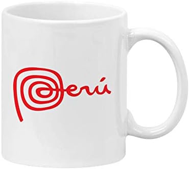 Кафеена чаша PeruCoUSA Marca Peru — Перуански съдове за напитки — 11 грама Подаръци Перу (Бяла)