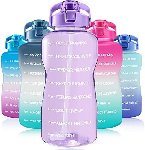 EYQ 128oz Запечатани Безплатна Бутилка за пиене на вода с Мотивиращо маркер за Време, не съдържа BPA за фитнес,
