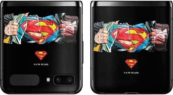 Стикер за телефон Skinit, съвместима с Samsung Galaxy Z Flip - официално лицензиран дизайн Warner Bros Супермен