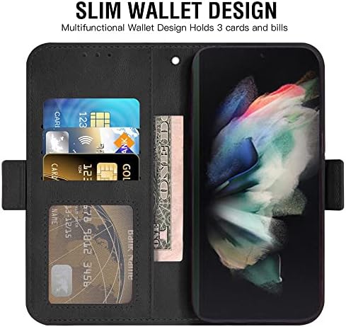 Asuwish е Съвместим с Samsung Galaxy Z Fold 4-5G 2022, една чанта-портфейл и каишка Кожена флип-надолу капака, Държач за карти, Чиния, Аксесоари за мобилни телефони, Калъфи за Gaxaly ZFold4 Z