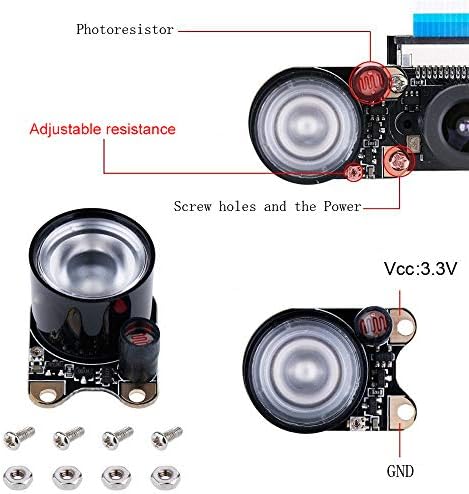 Инфрачервена IR камера за Нощно Виждане за Raspberry Pi 4, Pi 3б + Видео Уеб-камера с Калъф Подходящ за 3D-принтер