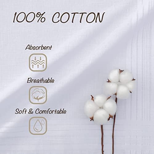 Мъжки носни кърпи GB от памук, обикновена бяло райе, много класически носни кърпи на едро, определени
