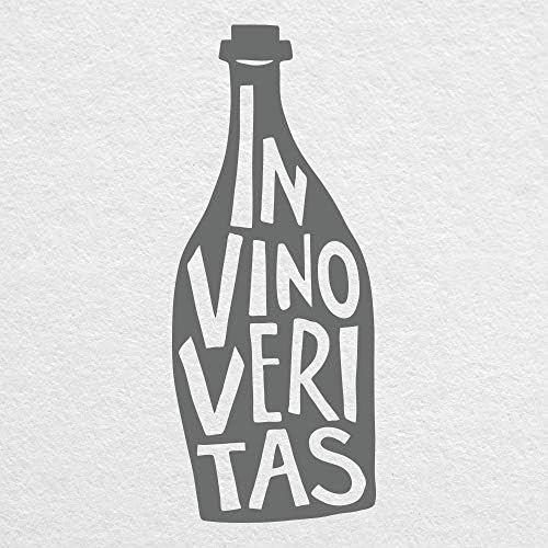 in Vino Veritas Печатни вино цитат - Сив стикер височина 5 см - за MacBook, автомобила, лаптоп и много други!