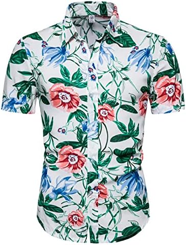 Мъжки хавайски ризи, Пролет-Лято Ежедневни ризи с флорални принтом, Плажни Ризи за отдих на открито, Ризи с