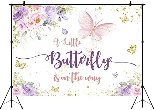 Апертура 9x6 метра Бътерфлай Фон за Душата на детето е Малка Пеперуда в пътя Снимка Лилави и Розови Цветя Златни