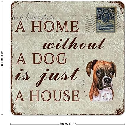 Забавна Метална Табела с Куче Къща Без Куче-това е просто Домашно куче-Боксер, посрещат с Табела със Забавна