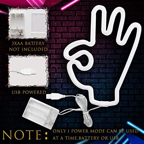 Неонови Надписи, Стръмни бели Светлини във формата на ръцете, работещи на батерии или USB, led Неонова Лампа