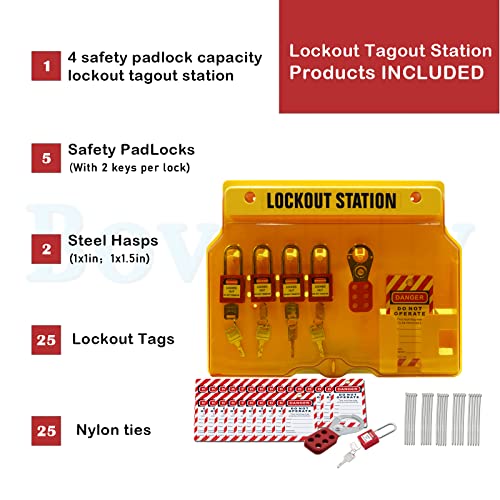 Влак маркировка Boviisky Lockout с 5 Предпазни ключалки, 2 снимки, 25 защитни бирками, 25 найлонови стяжками,