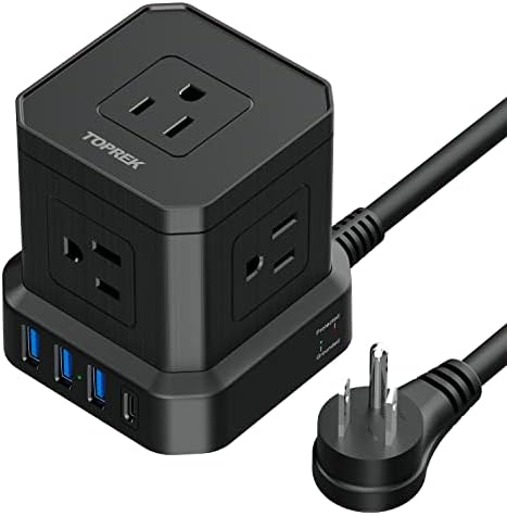 Захранващ кабел с USB, Пътен захранващ кабел с USB-C (3.0 A), захранващ кабел за защита от пренапрежение TOPREK