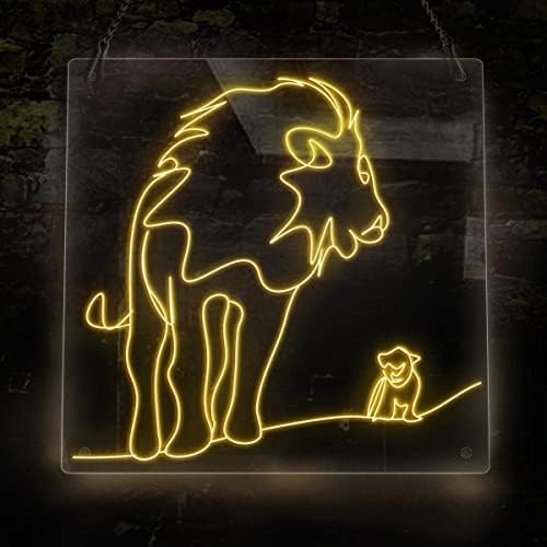 Неонова реклама с Lineart Animal Lion, Неонова Светлинна Табела EL Тел Ръчна изработка На Тема Животни, Начало