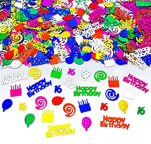 1100шт 16 Конфети за рождения Ден, Многоцветное Конфети от Фолио за Украса на Парти по случай Рожден Ден, Метално