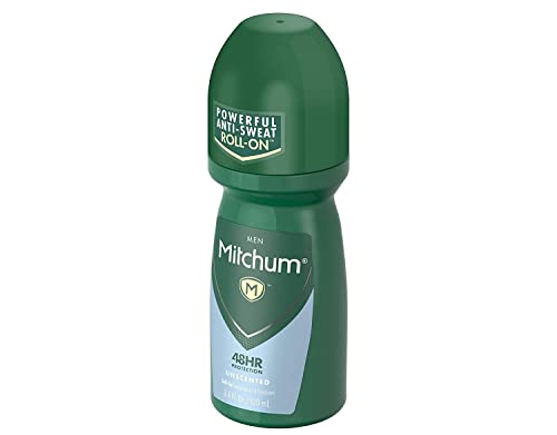 Roll против изпотяване и Дезодорант Mitchum за мъже без аромат, 3,4 течни унции (опаковка от 3 броя)