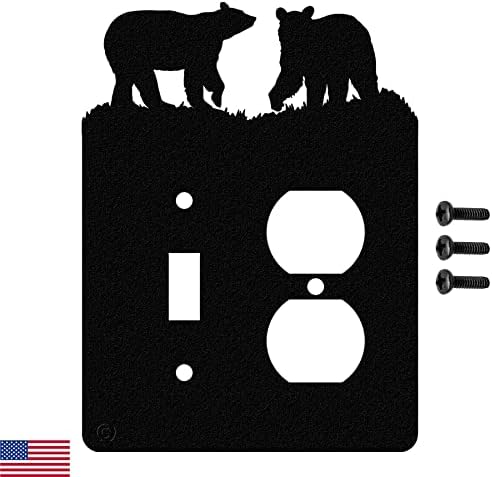 Стенни плоча с двоен ключ за осветление Bear (Двоен ключ, Черен) - ПРОИЗВЕДЕНО В САЩ