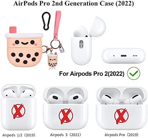 Сладък калъф Boba AirPods Pro 2, калъф за AirPods Pro 2-ро поколение 2022, Розов калъф Boba Tea AirPod Pro 2