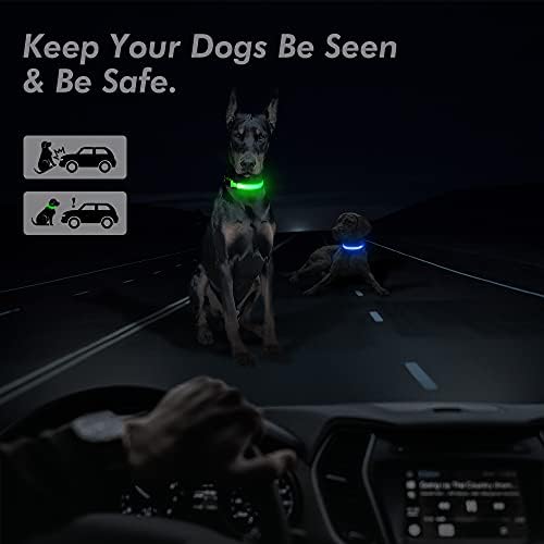 BSEEN Отразяваща led нашийник за кучета - Светещи нашийници за кучета за безопасна разходка през нощта - Супер