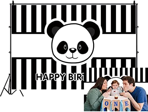 Renaiss 5x3 фута Мультяшная Панда честит Рожден Ден на Фона на Черно-Бяла Лента Детски Душ Сладък Фон За Снимки