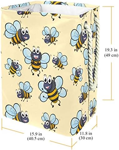 DEYYA Карикатура Сладки Жълти Насекоми, Пчелите Модел Кошници за бельо Кошница Висока Здрава Сгъваема за Възрастни