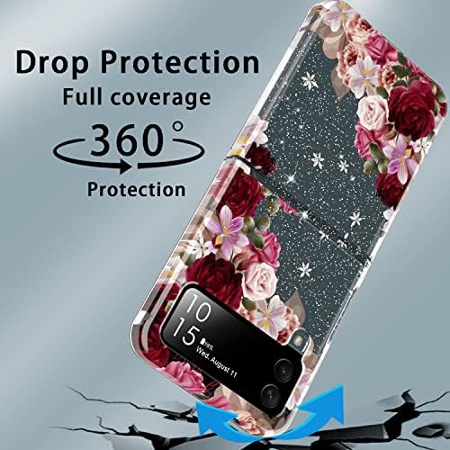 KJSK за Samsung Galaxy Z Flip 4 5G Калъф - Женски Цветен Прозрачен Хибриден Лека Броня от TPU + Твърди КОМПЮТЪР