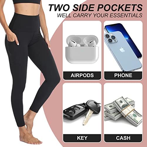 NexiEpoch 4 Опаковки Леггинсов за жени с джобове - Контрол на корема с висока талия за тренировки, Панталони