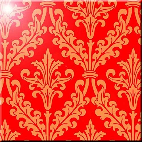 Керамични художествена плочки Rikki Knight червен цвят, с дамасским модел, 6 x 6