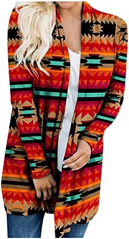 Жена с жилетка в стил Бохо Aztec С Отворена Предна Част, Свободните Пуловери С Припокриване, Вязаная Коледна