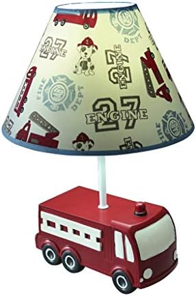 LLLY Червена Пожарна кола Настолна Лампа Детска Стая, Спалня Нощна Лампа Момче Творчески Карикатура Сладък Дистанционно